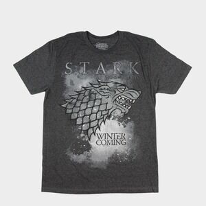 Game Of Thrones Official T-Shirt Mens Large Charcoal Gray Stark Winter Is Coming